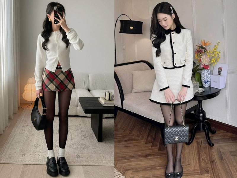 chân váy dạ ngắn kết hợp với áo gì