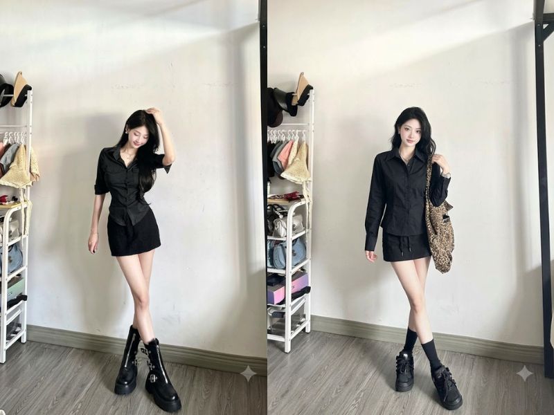 sơ mi đen mặc với quần gì