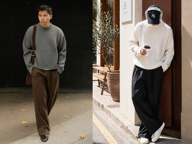 Kết hợp jumper với quần kaki hiện đại