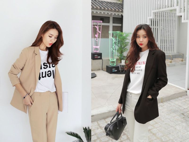 cách biến tấu áo thun rộng