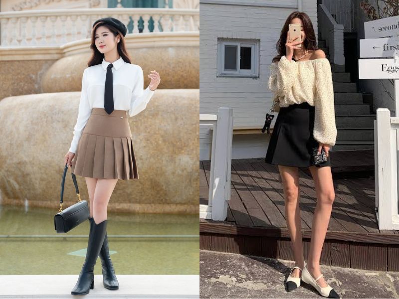 mặc chân váy ngắn nên đi giày gì