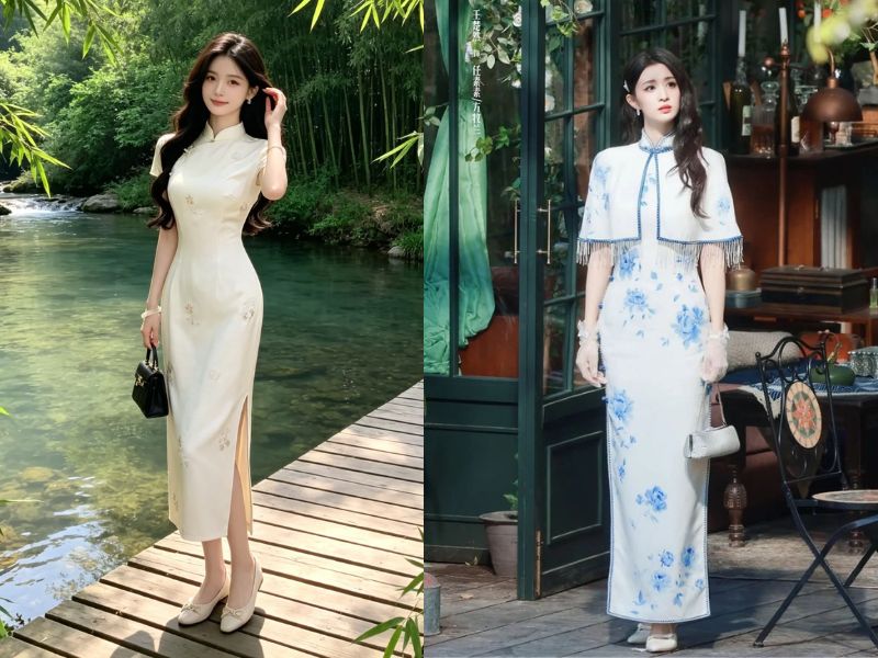 mặc sườn xám đi giày gì