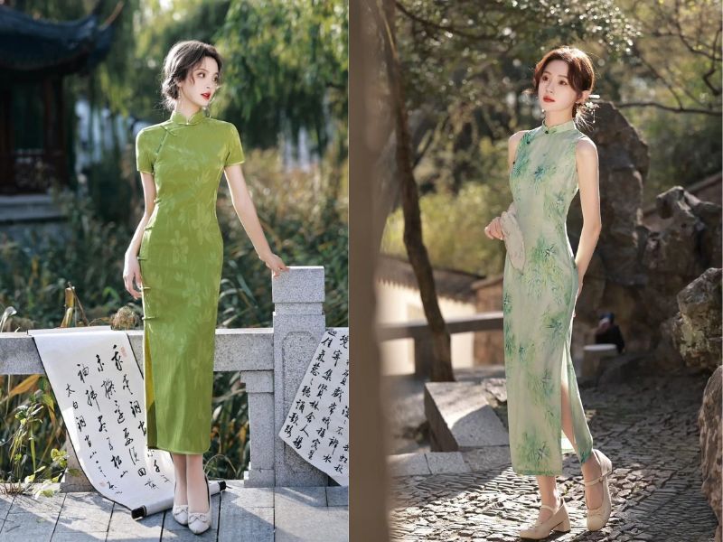 mặc sườn xám đi giày gì