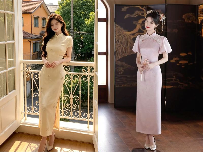 mặc sườn xám đi giày gì