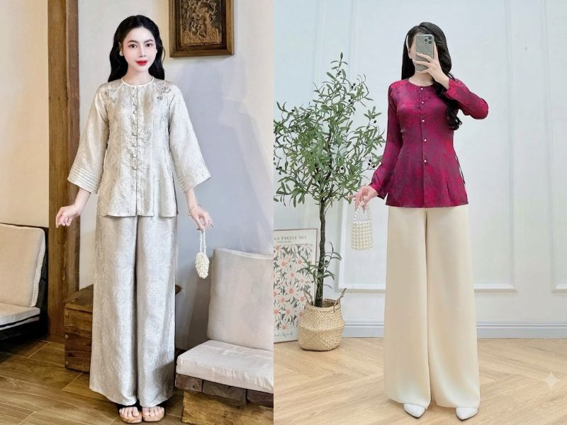 Áo bà ba họa tiết hoa