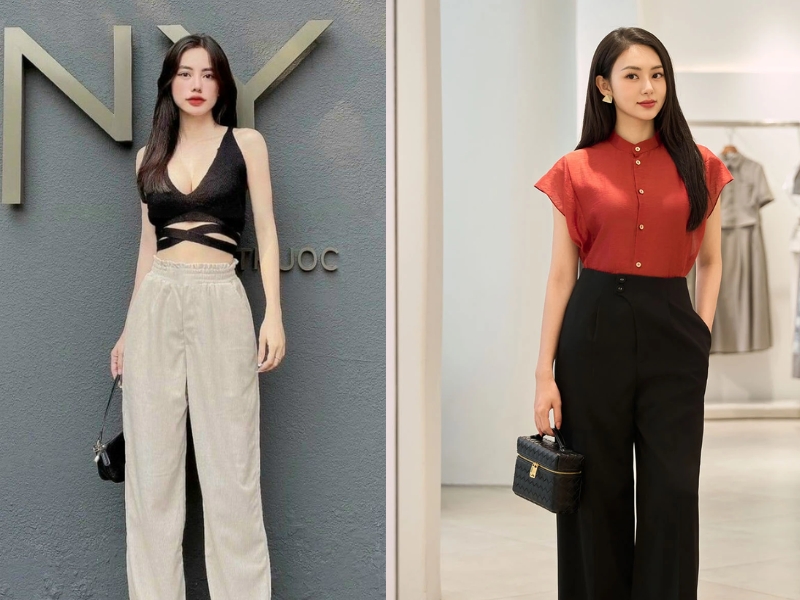 Quần ống suông chất liệu vải nhẹ nhàng