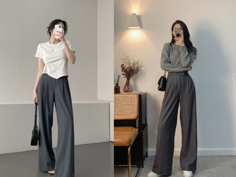 Quần ống suông màu trung tính
