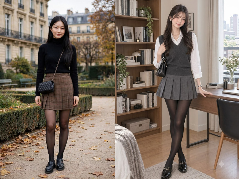 chân váy dạ ngắn kết hợp với áo gì