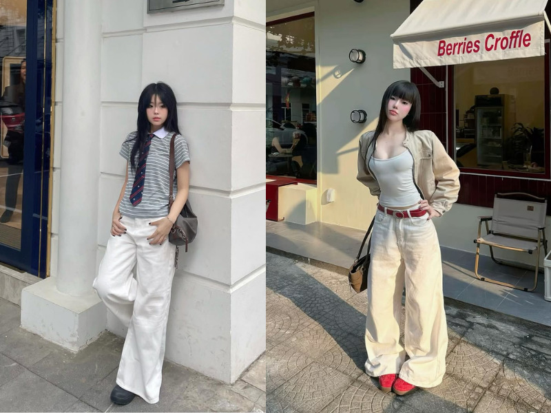 quần jean ống suông mặc với áo gì