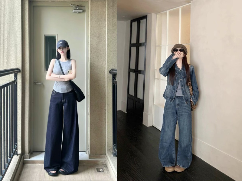 quần jean ống suông mặc với áo gì