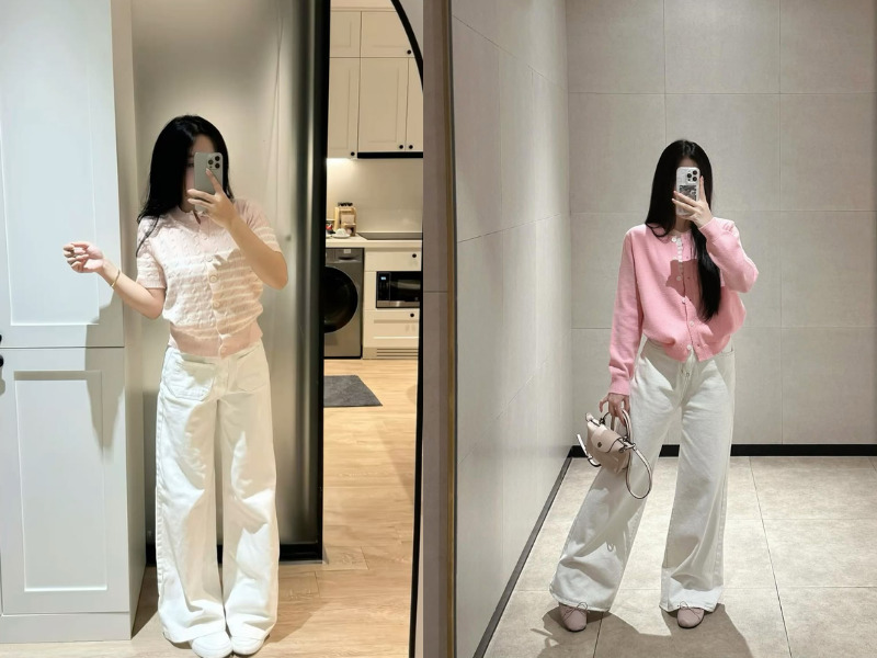 phối đồ với quần jean trắng nữ