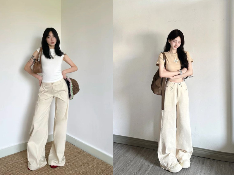 quần màu kem phối áo màu gì