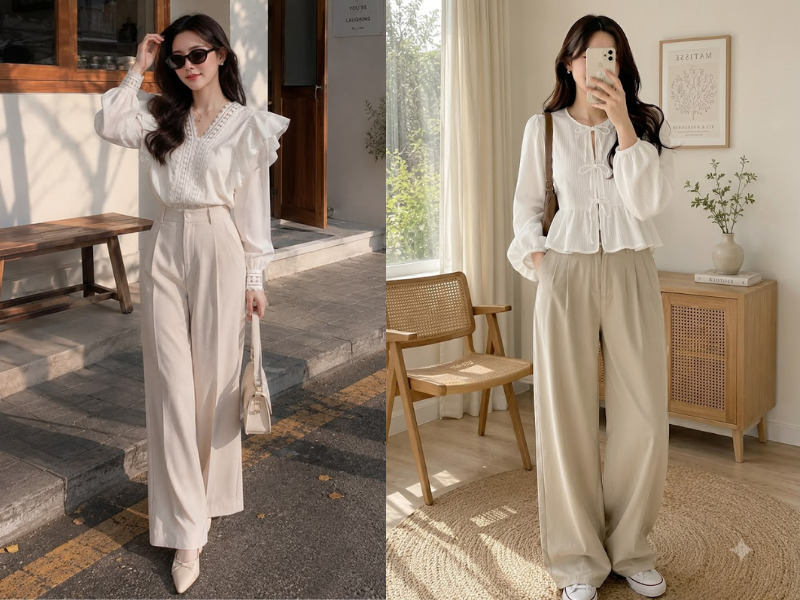 quần màu kem phối áo màu gì