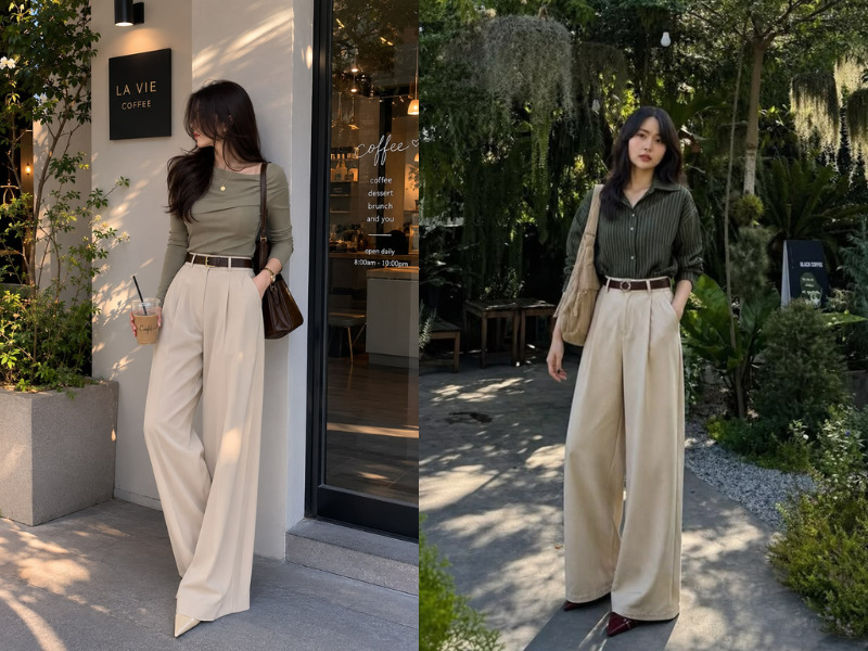 quần màu kem phối áo màu gì