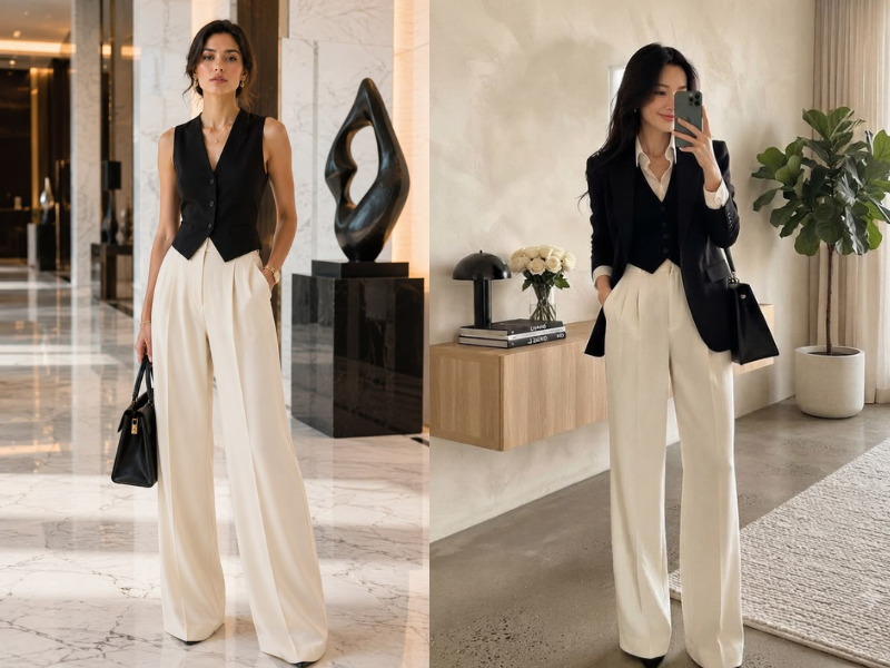 quần màu kem phối áo màu gì