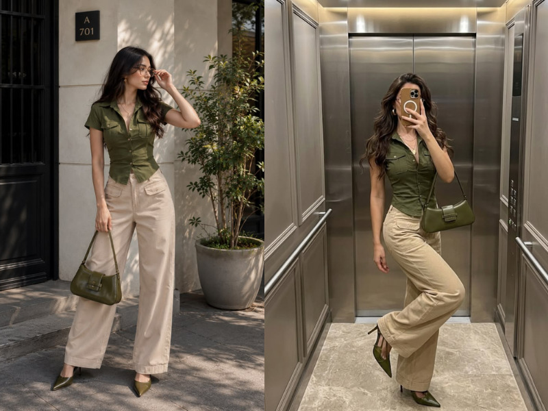 quần màu kem phối áo màu gì