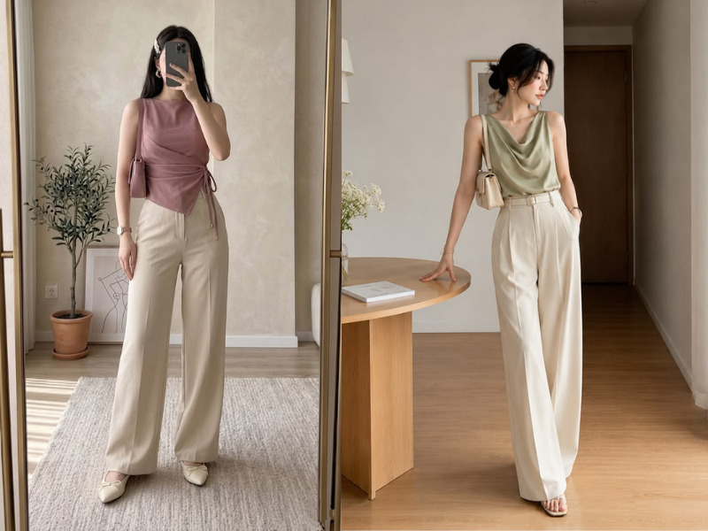 quần màu kem phối áo màu gì