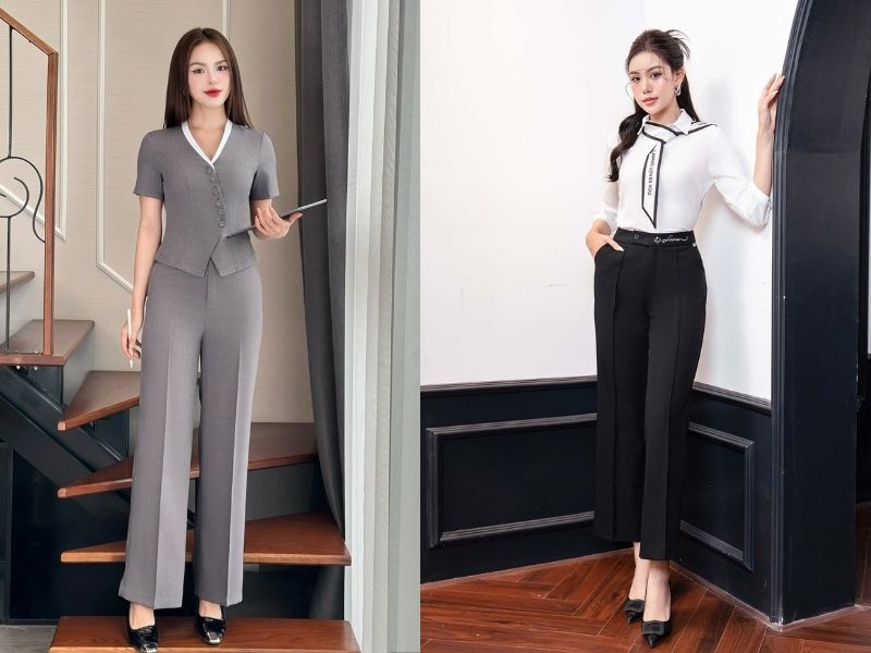 Phong cách đơn giản thích hợp với quần ống đứng