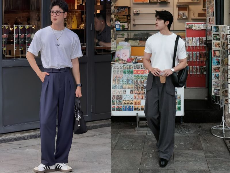 quần ống suông đi với giày gì nam