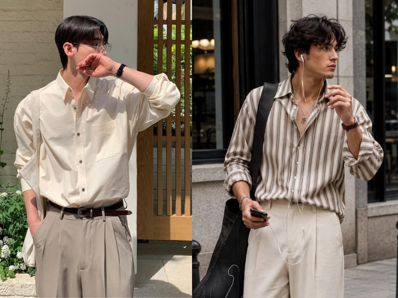 Áo sơ mi có thể mix cùng quần chinos cổ điển