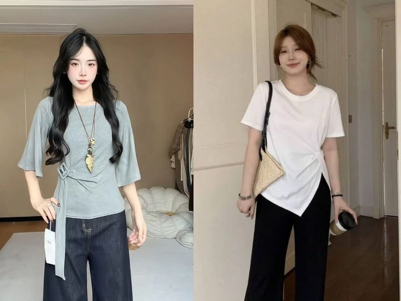 cách biến tấu áo thun rộng