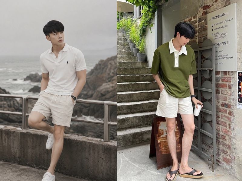Áo polo kết hợp quần short nam