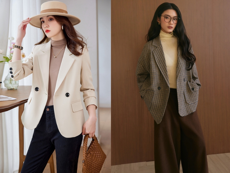 Áo Blazer thường thiết kế ve chữ K